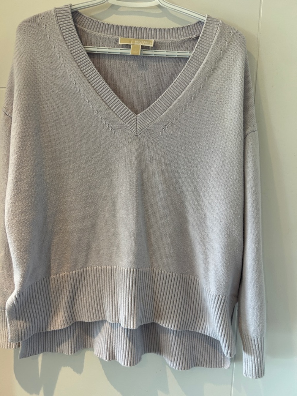 Michael Kors Light Gray V-Neck Sweater